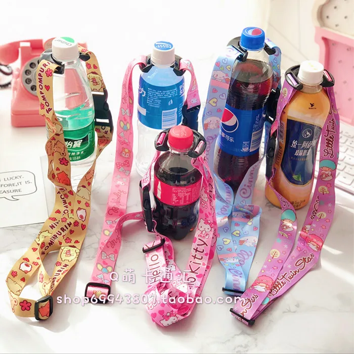 

Kawaii Mickey Minnie Mouse Cartoon Shoulder Strap adjustable Water Bottle Buckle Lanyard Back Water Lanyard Plush Toys Kids Gift