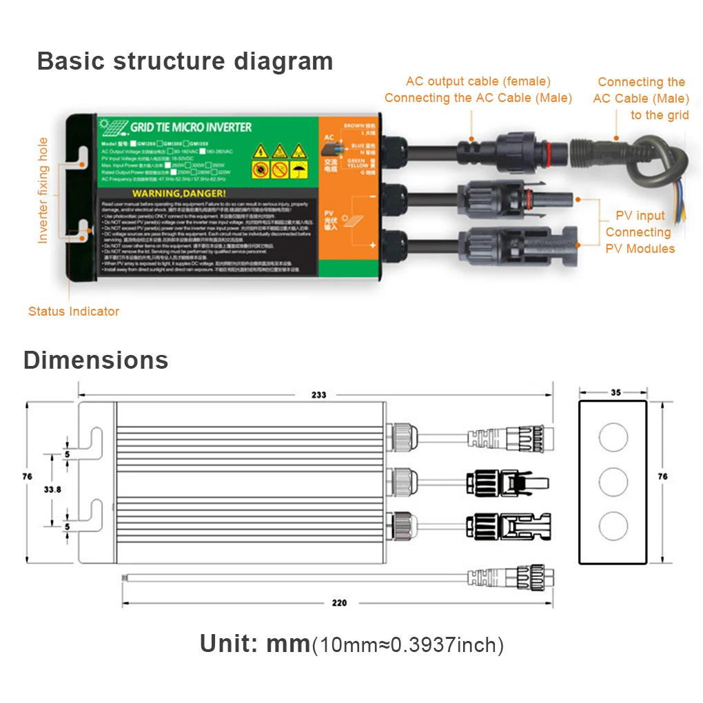 

Grid Tie Micro Inverter Solar Voltage Converter Improvement Electrical Replacement Repair Connection 120L AC220V 100W