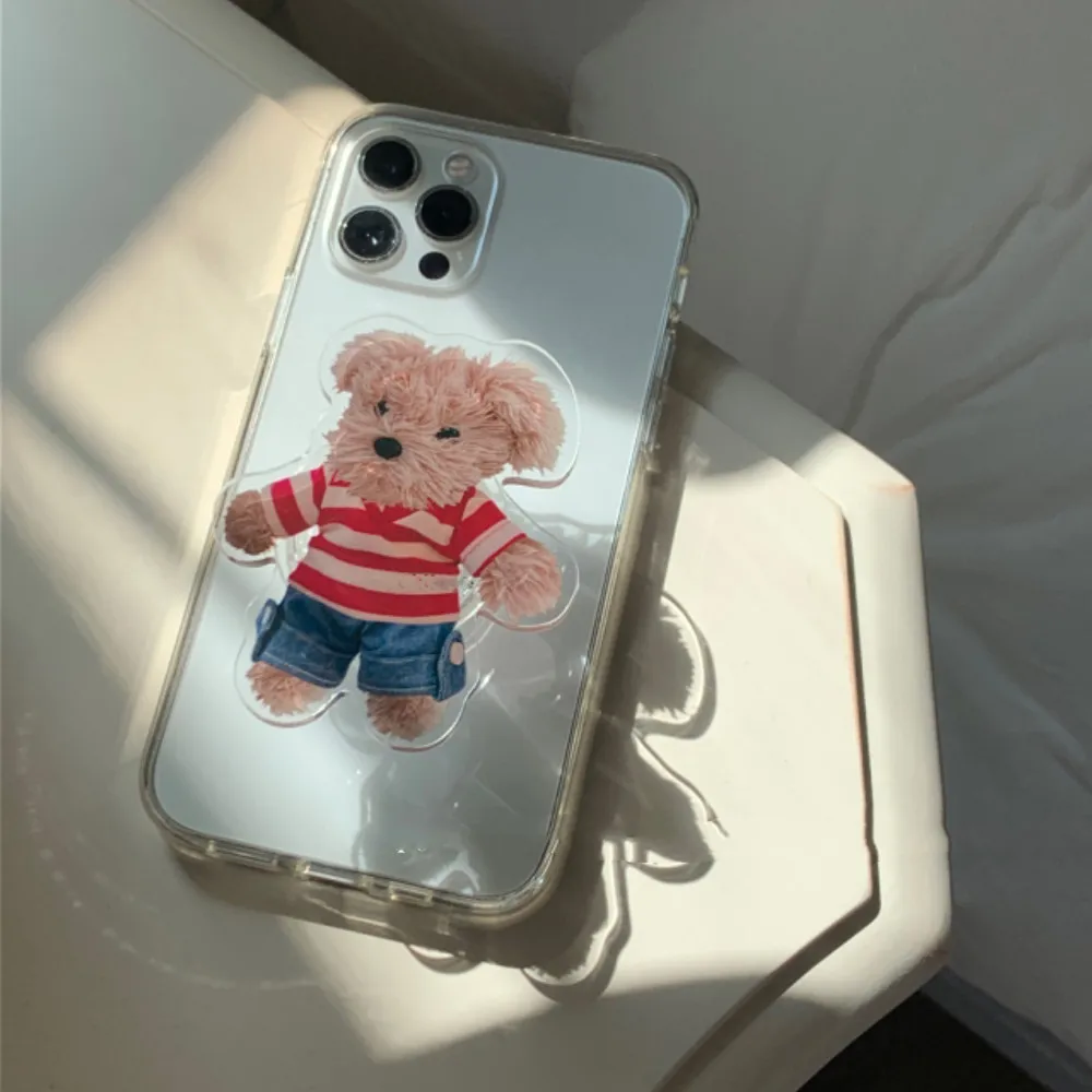 Милый мягкий чехол для телефона Teddy Bear Ins для Apple iPhone 14 13 12 11 Pro Max XS Max XR 6 7 8 Plus, прозрачная силиконовая задняя крышка Capa.