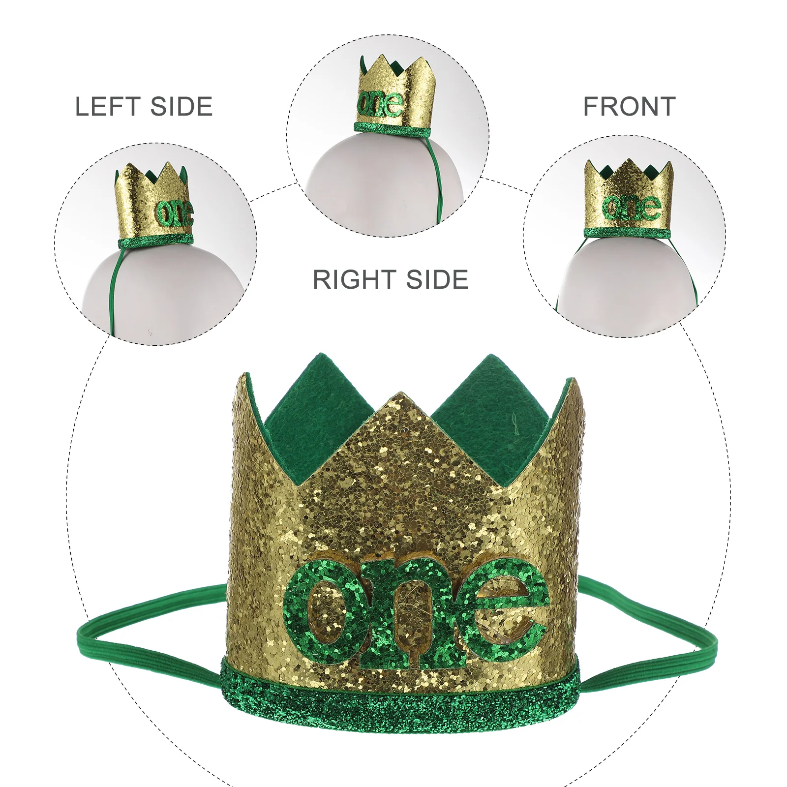 

Baby Birthday Kids Hat Tiara Headband Props Photo Green Costume Party Girl First Cosplay Elastic Shaped