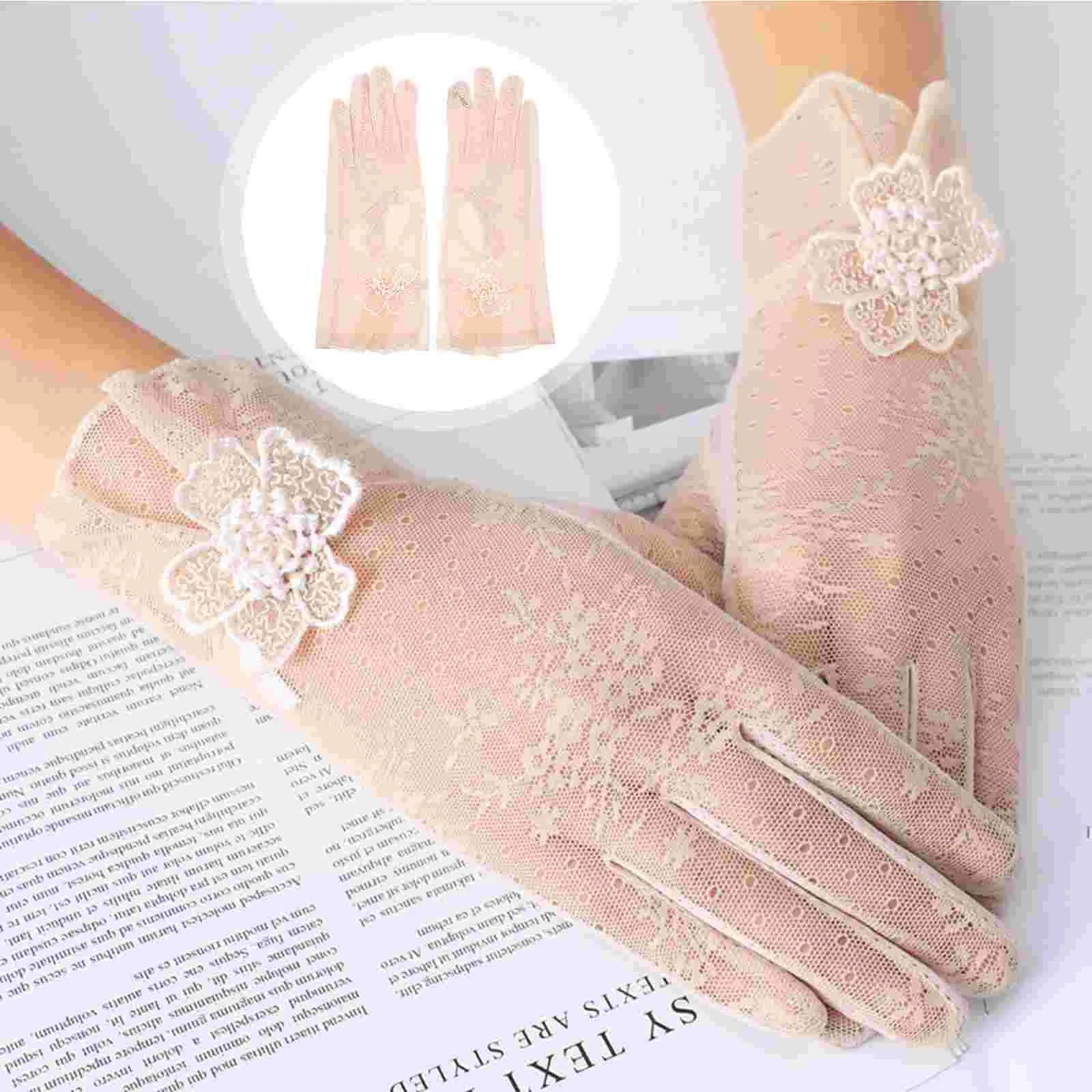 lodowy jedwab rękawiczki ochrona przed słońcem UV dla kobiet ekran dotykowy oddychająca sukienka herbaciana Miss