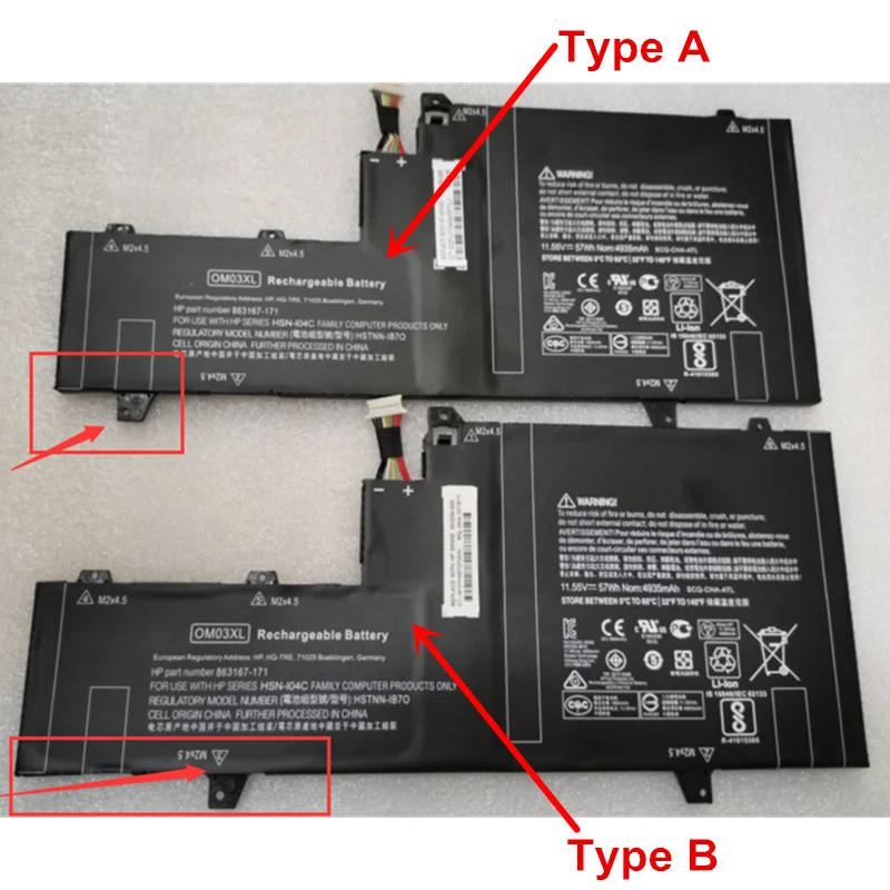 

11.55V 57Wh OM03XL New Genuine Laptop Battery For HP EliteBook X360 1030 G2 863167-1B1 863176-171 863280-855 HSTNN-IB70 Internal