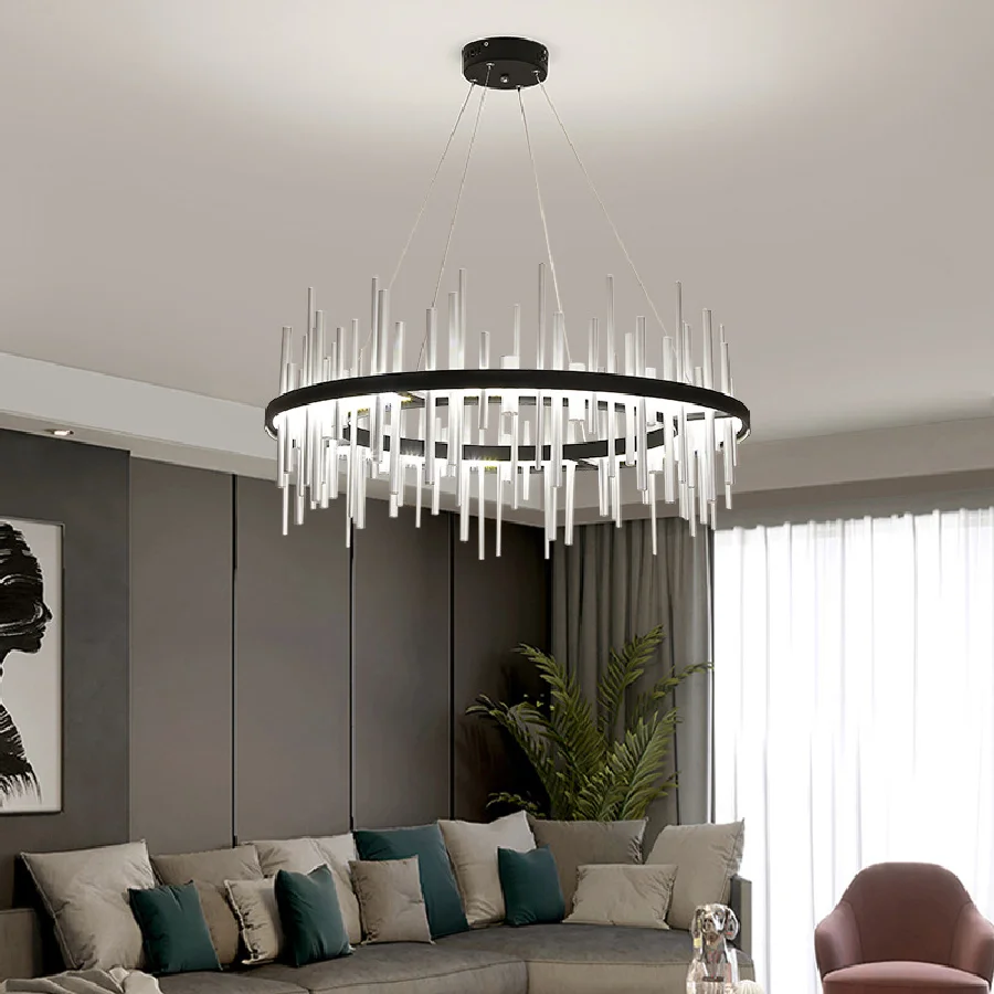 

Nordic Simple Chandelier Household Dining Room Living Room Lamp Acrylic High Light Transmittance Lamp Shade Household Chandelier