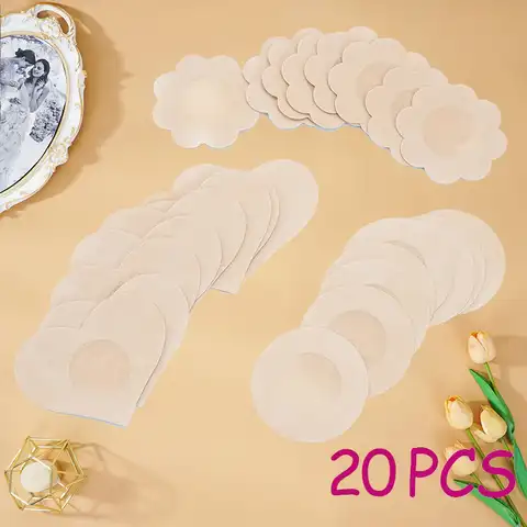 20pcs Women's Invisible Breast Lift Tape Overlays on Nipple Chest Accessories Stickers Adhesive Sticky Reusable Invisible Bras