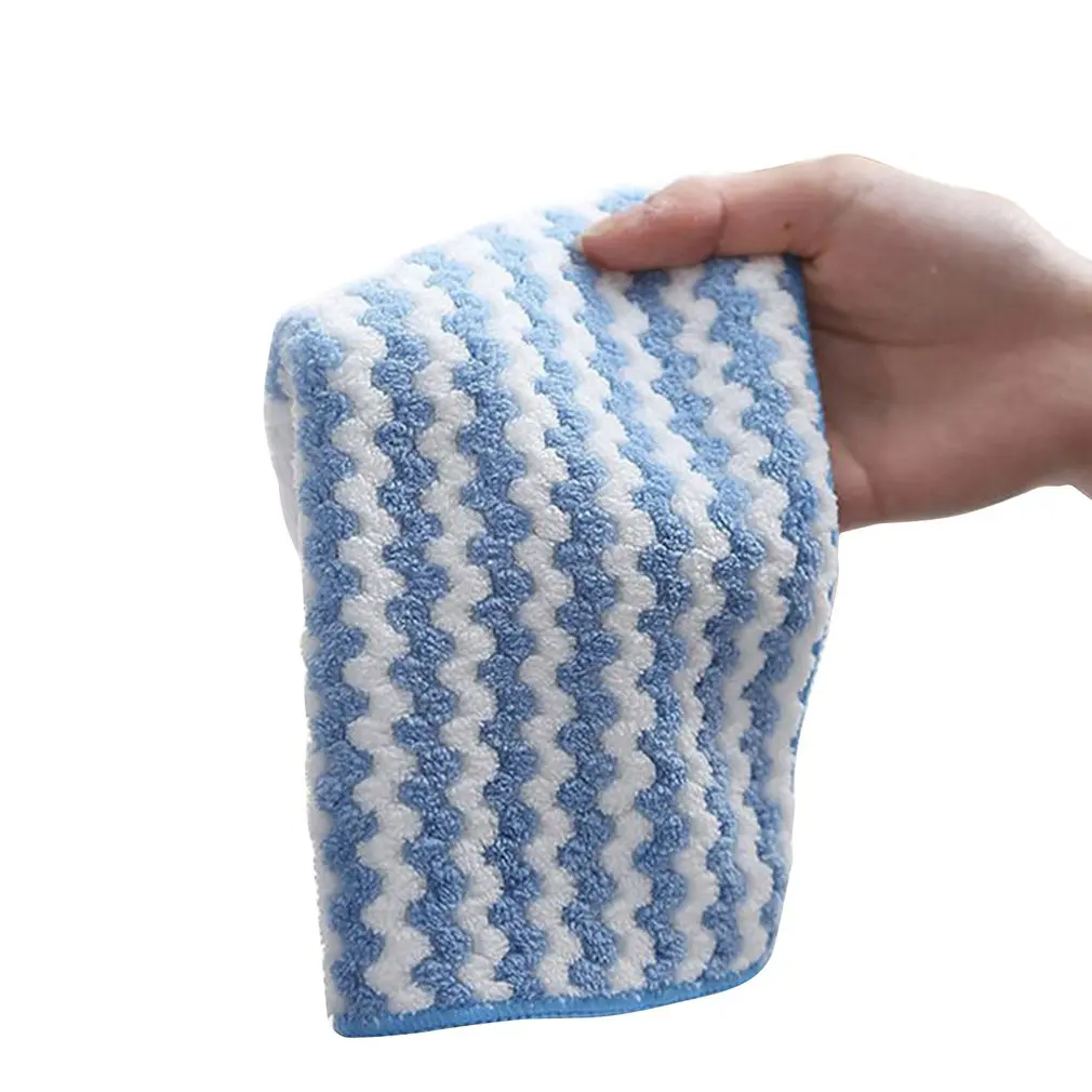 

2pcs Kitchen Anti-grease Thickening Wiping Rags Household Absorbent Microfiber Soft Cleaning Cloth Table Dishcloths