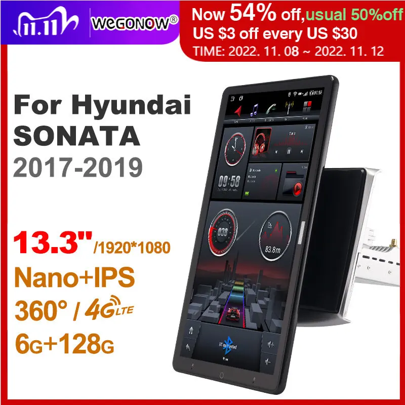 

1920*1080 Nano Ownice Android 10,0 для HYUNDAI SONATA 2017-2019 автомобильное радио Видео Аудио 13,3 ''поворотный 360 6G 128G Тесла стиль
