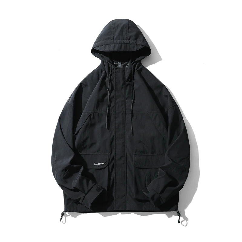 

Hooded Cargo Jacket Mens Hip Hop Loose Outwear 2022 New Spring High-quality Oversize Cargo Coats Harajuku Windbreaker Streetwear