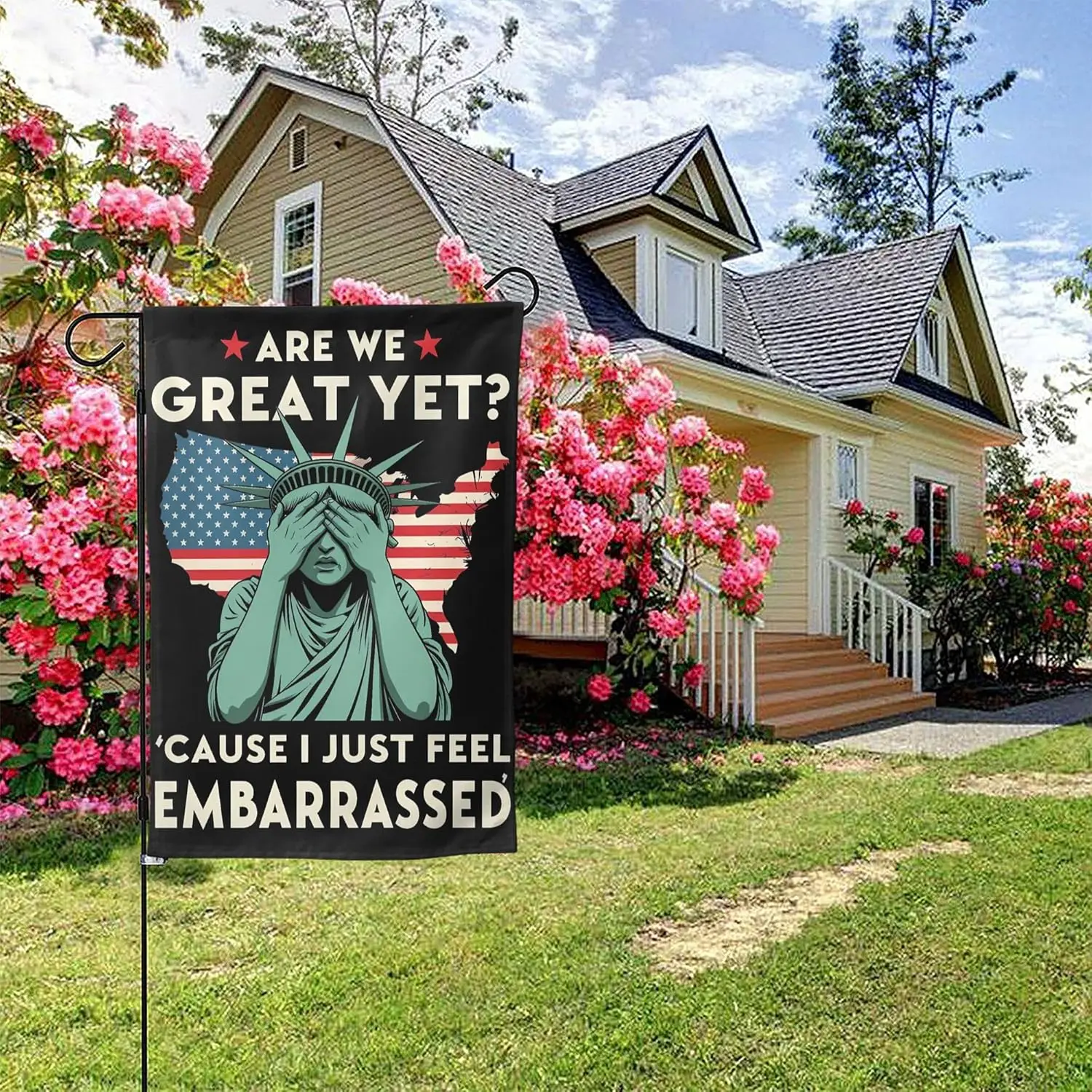 Флаг для сада 12.5x18 с надписью «Are We Great Yet Cause I Just Feel Embarrassed», политический, для протестов, забавный, двусторонний HHZ UUV WZZ (art.: 3920dae0bc86e) - 3920dae0bc86e