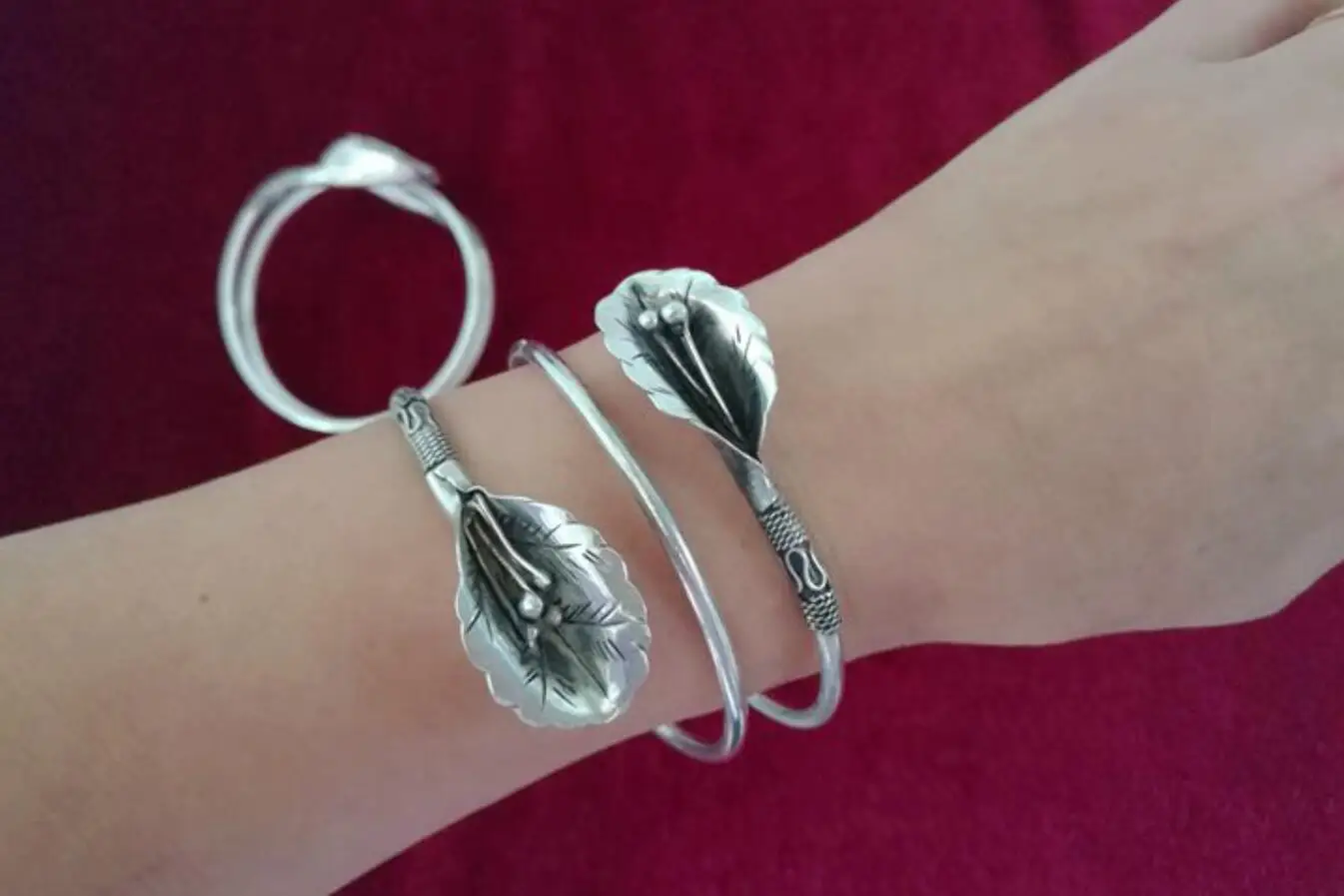 Античная Корона волос головной убор Ретро Чистая ручная работа Miao Серебряный регулируемый браслет для мужчин и женщин