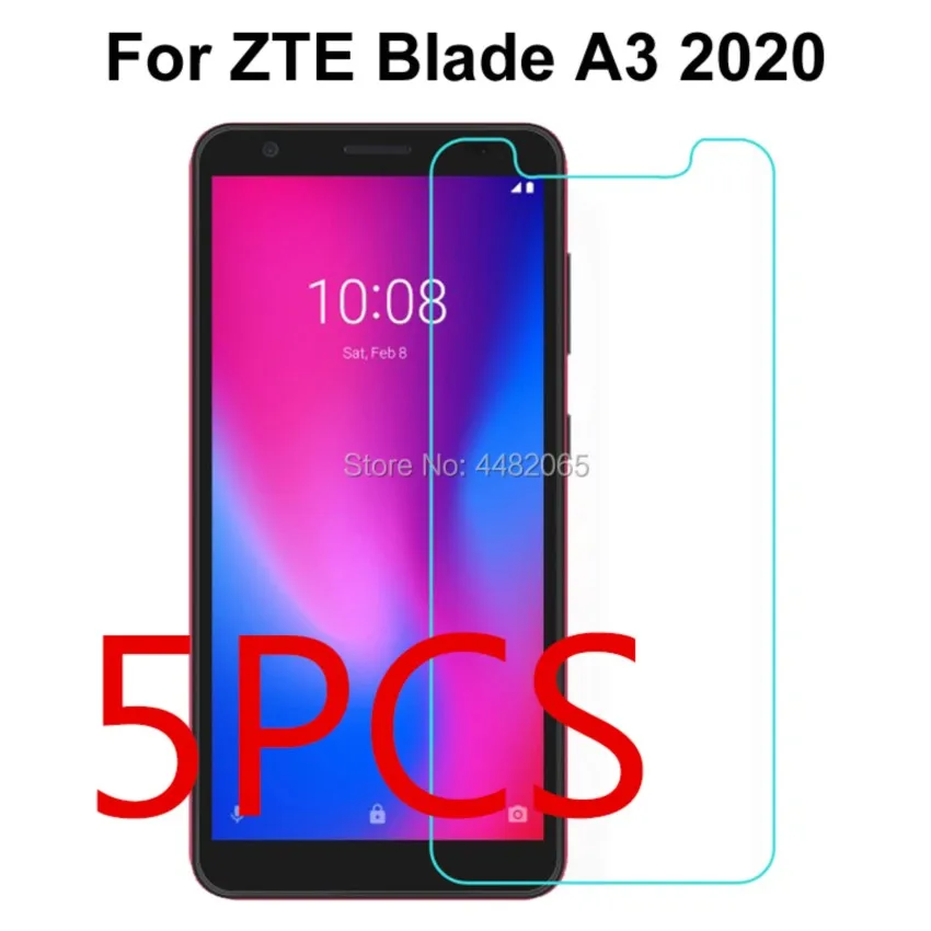 

5pcs guard for zte blade a3 2020 tempered glass on for zte a3 2020 5.45" protector screen safety shield protective film 0.26mm