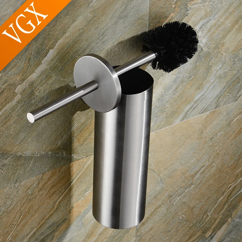 vgx bathroom toilet brush holder stainless steel wall mount cleaning brush holder set household accessories black brushed chrome free global shipping