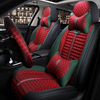wholesale polyester cloth car seat cover pu leather edging car seat covers full set