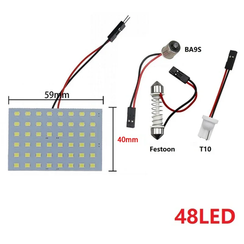 Фото T10 W5W BA9S C5W Автомобильная панель Внутренняя лампа для чтения 36SMD 48SMD Супер яркая 2835 светодиодная лампа на крыше с цоколем Festoon BA9S Белый Синий №4