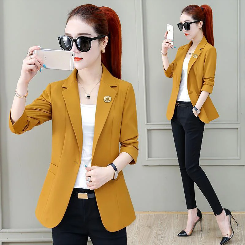 High-end Women's Blazers 2023 Autumn New Slim Short Solid Color Decorative Three-dimensional Cut Blazers Jackets