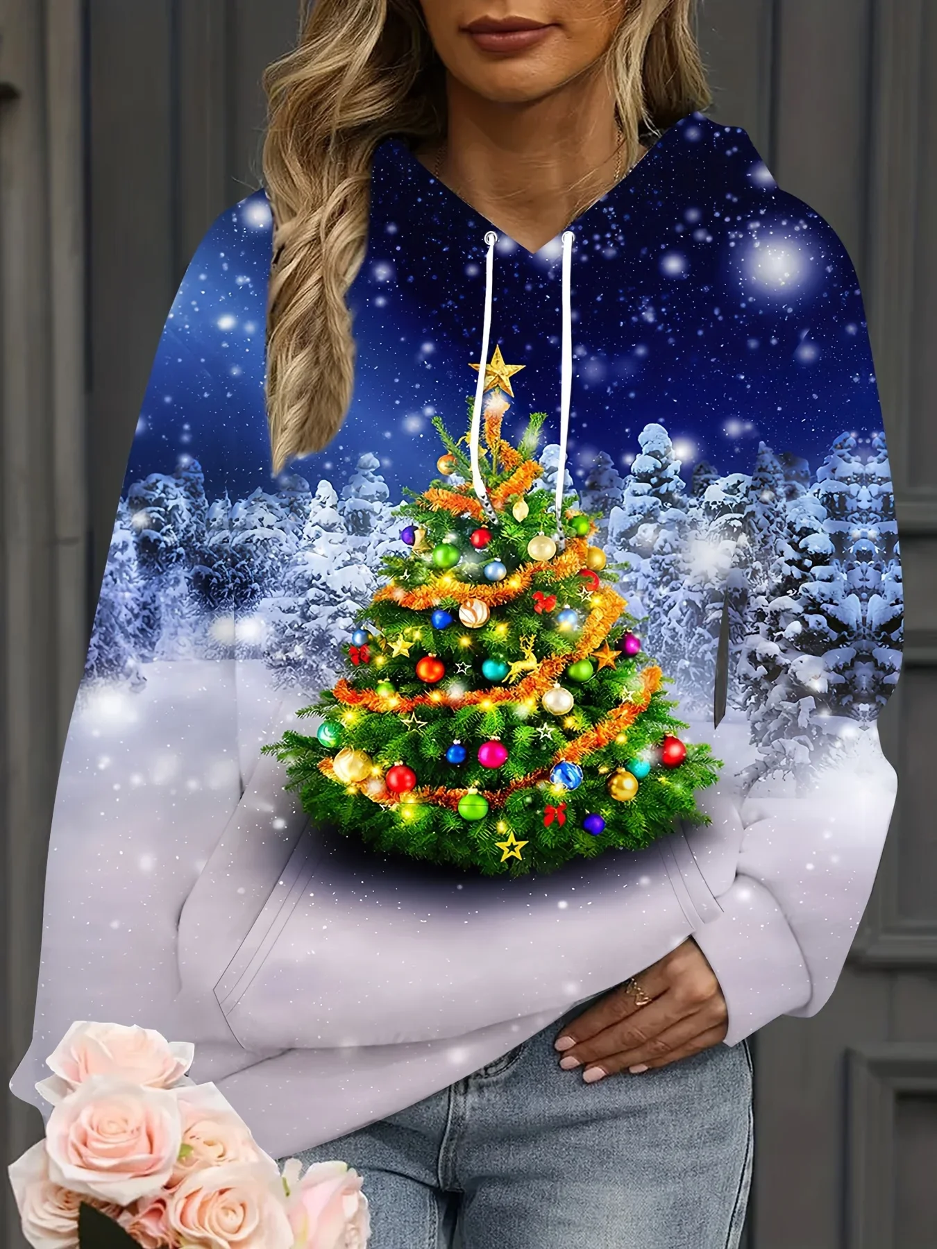 Женские толстовки с капюшоном на рождественскую тему уличная одежда со