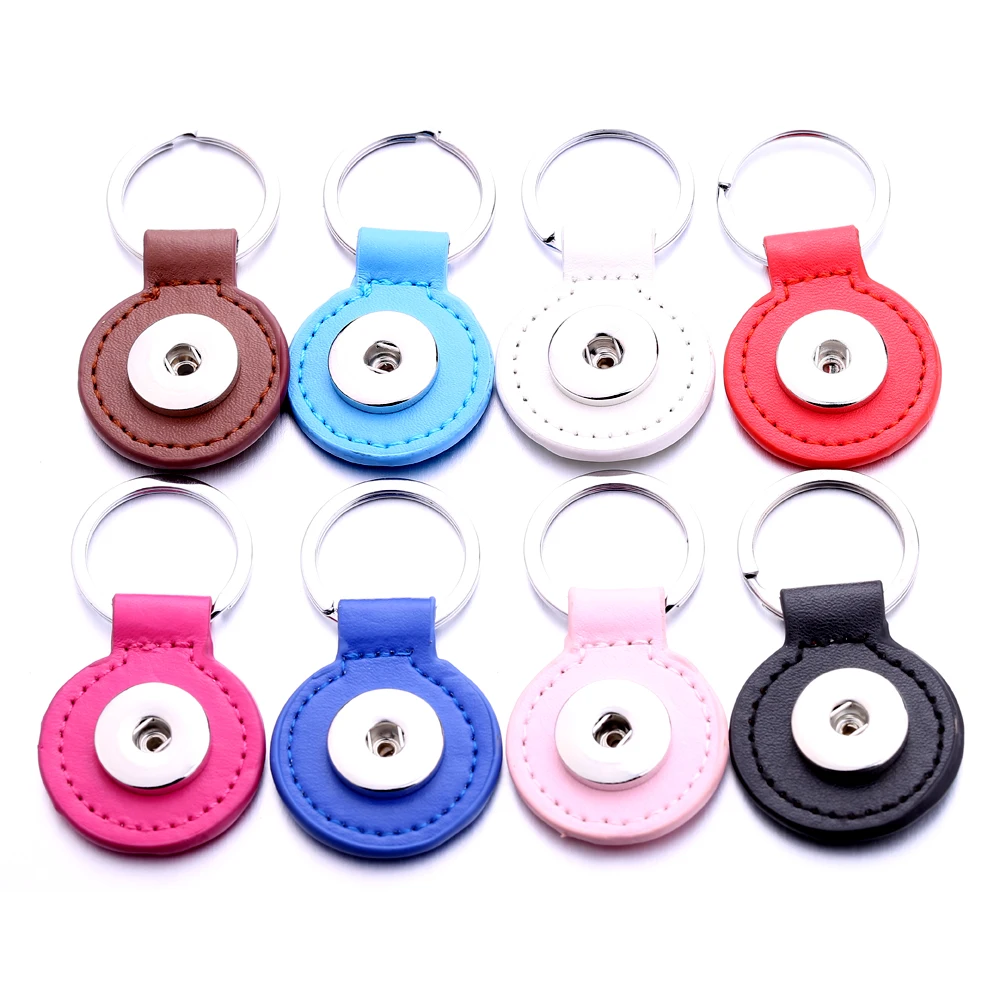 

10 шт., круглый брелок из искусственной кожи, 18 мм