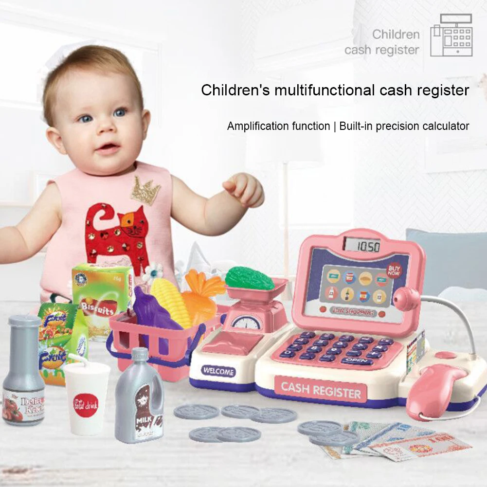 

Scanner Cash Register Toy Supermarket Counter Vegetables Fruits Shop Pretend Play Simulation Gifts Early Education Cashier