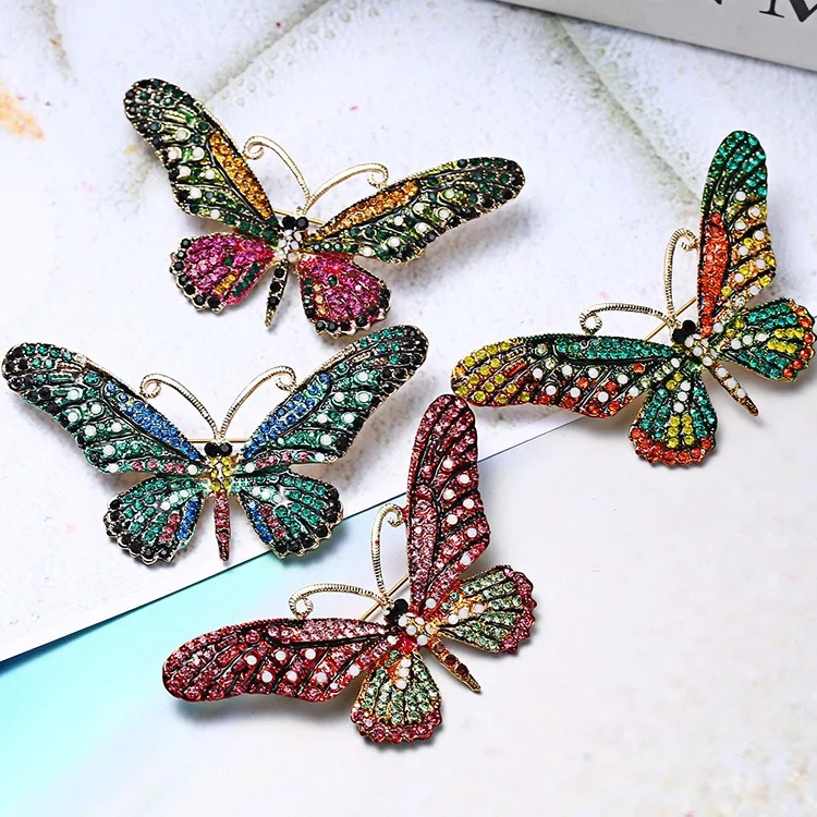 

Fashion Colorful Butterfly Brooch Wedding Crystal Rhinestone Insect Broche Mujer Bouquet Hijab Scarf Pin