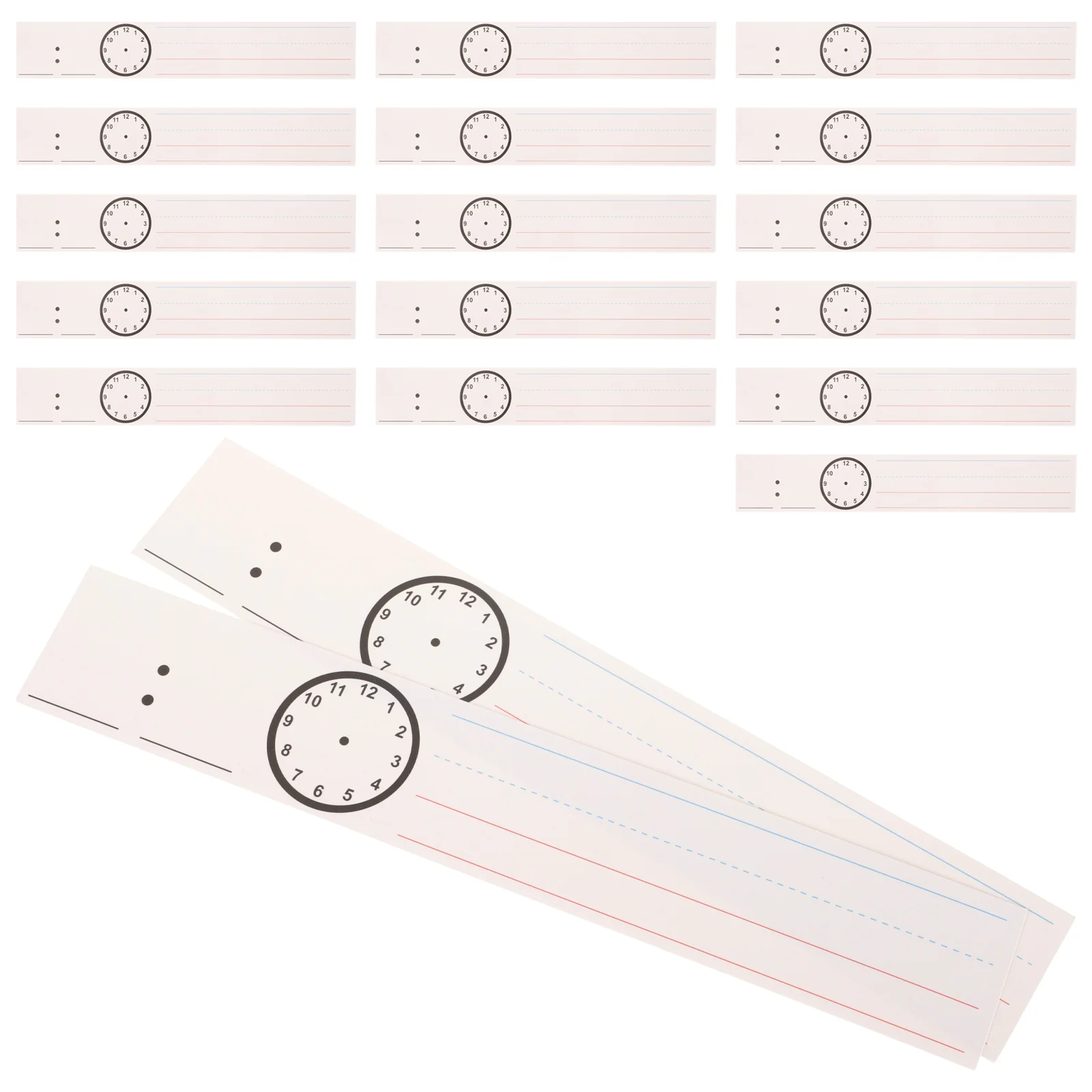 

18 Sheets Kid Clock Learning Sentence Bar Office Supplies Stripes Lined Ruled Strips Dry-erase Word School Child