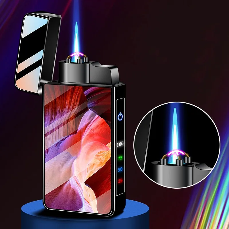 

The New Gas-Electric Double-Fire Plasma Double-Arc Windproof Lighter Goes Straight To The Personalized Blue Flame Men's Gift