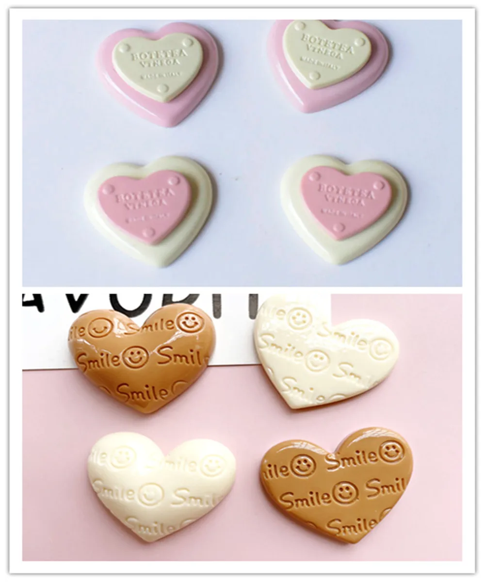 

100pcs Kawaii Flatback Resin Smile Heart DIY Crafts For Hearts Cabochon Scrapbook Embellishment Accessories