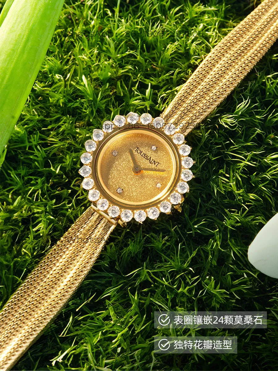 Фото Часы Toussaint Flower Watch 4 с натуральными бриллиантами, женские, в форме колоска, из египетского золота, подарок на Новый год №2