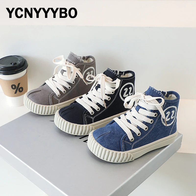 

Детские повседневные кроссовки, Детская холщовая обувь с высоким верхом, Брендовые спортивные кроссовки для маленьких девочек, осенние кроссовки на массивной подошве для мальчиков