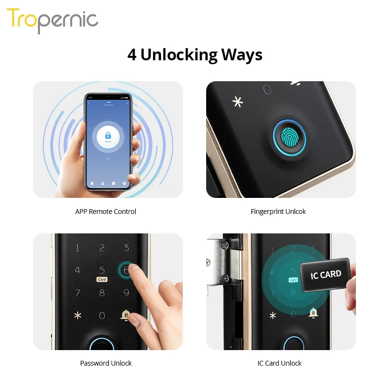 Tuya Bluetooth Lock Door Fingerprint Smart Electronic Digital Aluminum Hook Frameless Frame Glass With Doorbell |