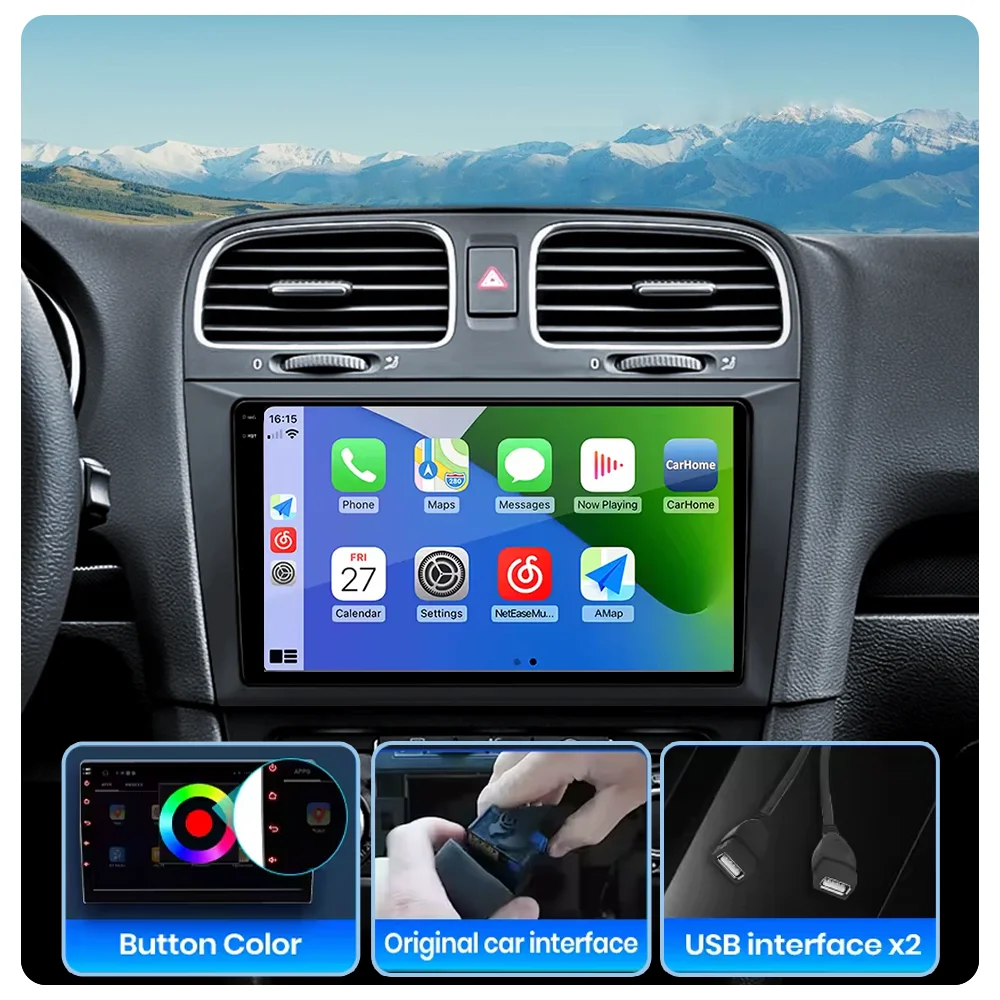 Фото Автомагнитола Carplay Auto Android 16 для Honda CIVIC 2000-2006 с GPS-навигацией, мультимедиа и видеоплеером (без 2DIN) №4