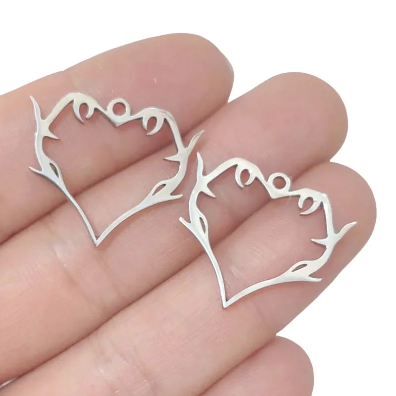 

4Pcs Stainless Steel Thorns Heart Charms Resin Frame Pendants For DIY Jewelry Making Earrings Necklaces Bracelet Craft Accessory