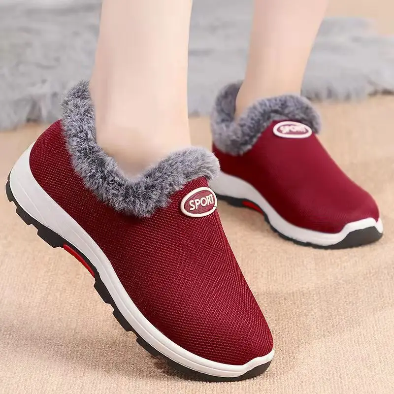 

Thick Plush Warm Winter Shoes for Women Soft Sole Non-slip Casual Shoes Woman Comfortable Faux Fur Snow Boots Ladies Work Shoes