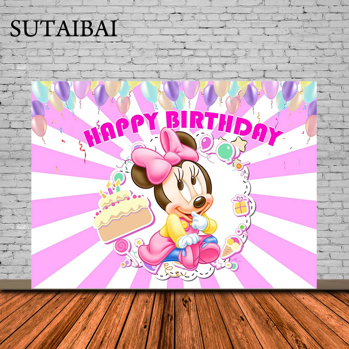 

Purple Backdrop for Minnie Birthday Party Baby Photo Background for Baby Minnie Theme Party Caketable Decorations Baby Shower