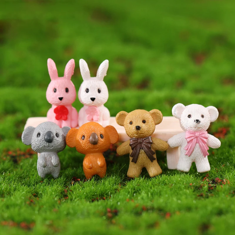 

Mini Doll Micro Landscape Desktop Diy Decor Bear Rabbit Koala Plastic Ornament Decor Room Desktop Ornaments