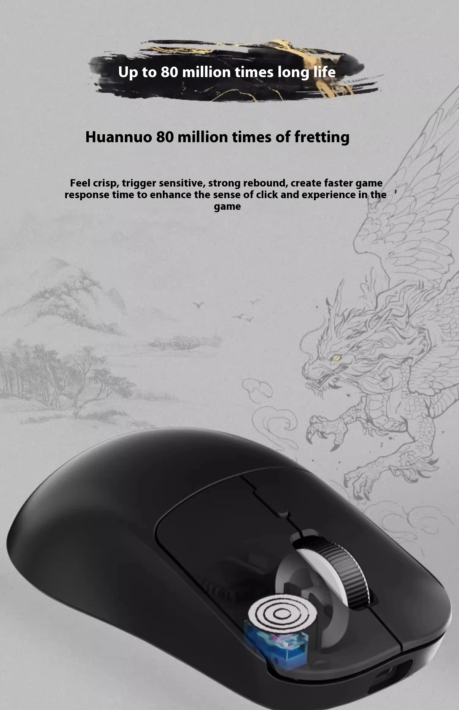 Игровая мышь Skn Yinglong Ultra-Link трехрежимная Paw3950 8k скорость опрокидывания для