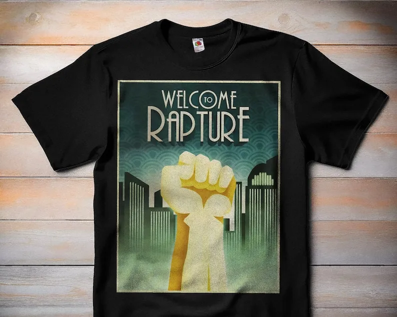 Добро пожаловать в Rapture постер-Bioshock-Классическая футболка для видеоигр ретро