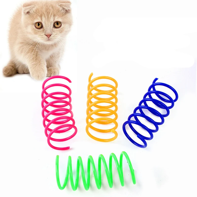 

4/8/16pcs Cat Colorful Plastic Spring Toys Plastic Coil Spiral Springs Toy for Cat Pet Toy Supplies