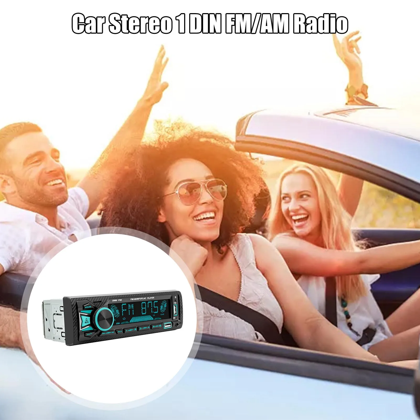 

Мультимедийная автомобильная стереосистема с ЖК-дисплеем, однодиновая автомобильная стереосистема с двойным Bluetooth 5,1, подключение 2,1 А, USB, б...