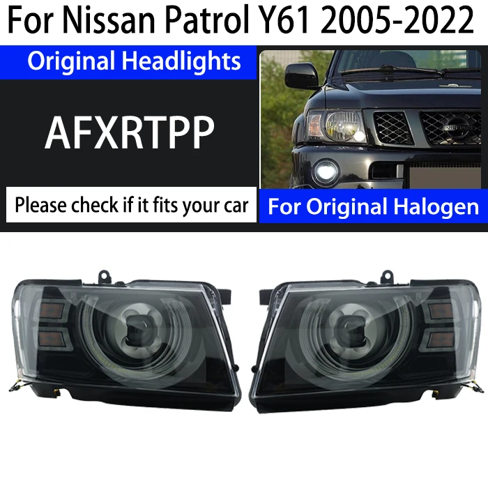 

Автомобильный фонарь для Nissan Patrol Y61, фары 2005-2022, светодиодный DRL указатель поворота, дальний свет Plug and Play, автоаксессуары