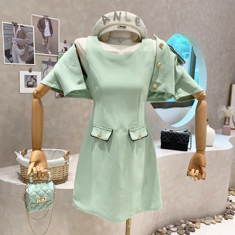 Professional Dress Suit Women's Fashion Slim Fit Short Blazer Jacket Top Midi Pencil Dress Summer Office Lady Business Wear