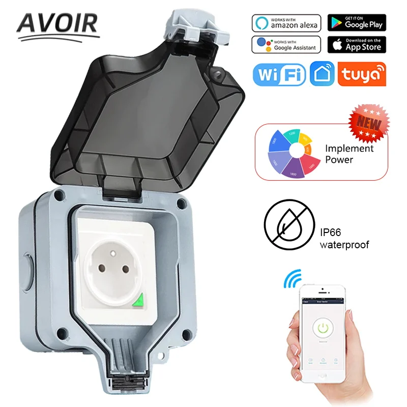 

Avoir Tuya Zigbee Wall Electrical Outlets Wifi Smart IP66 Outdoor Waterproof Socket FR French Plug Usb Charging Works With Alexa