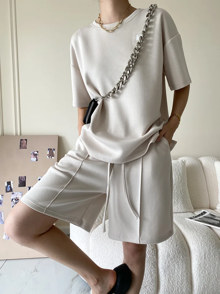

Casual air cotton t-shirt shorts suit women's fashion two-piece set 2022 summer new