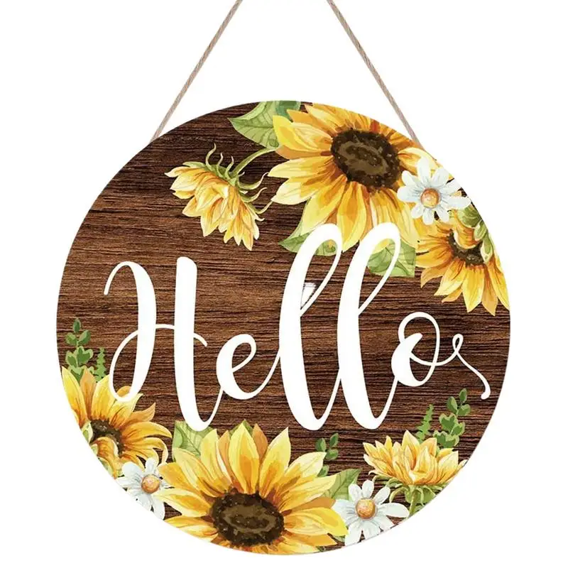 

Здравствуйте, добро пожаловать, деревянной настенный знак, приветствуется деревенский настенный знак для подвешивания, цветной Подсолнух, ...