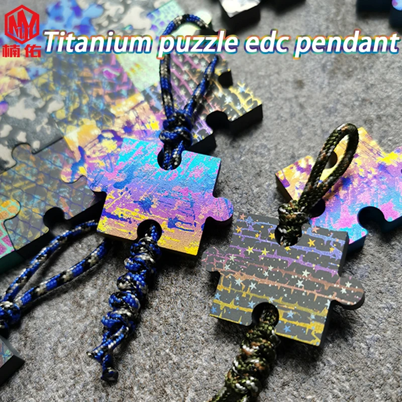 

1PC TC4 Titanium Alloy Puzzle Photo Background Board EDC Paracord Beads Lanyard Pendants Knife Beads Parachute Pendant