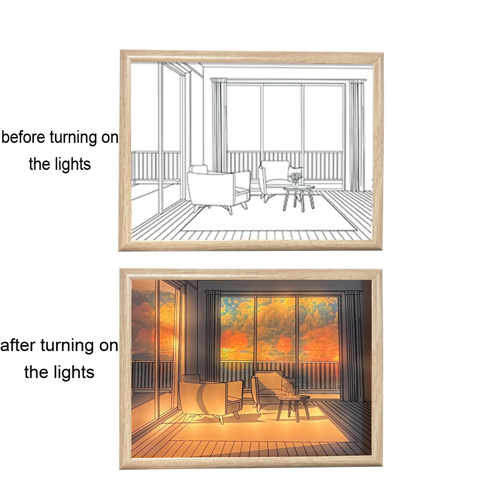 

USB Bedside Light LED Lighting Painting Art Lamp Home Decor Sunshine Painting Night Light Creative Birthday, Christmas Gift