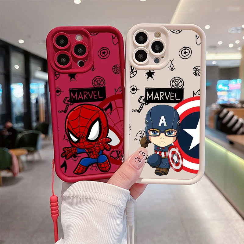 Q версия чехла для телефона Marvel Человек-паук Xiaomi 14 12T 11 POCO X6 X5 X4 X3 C65 C61 C31 F5 F4 F3 F2 глаза