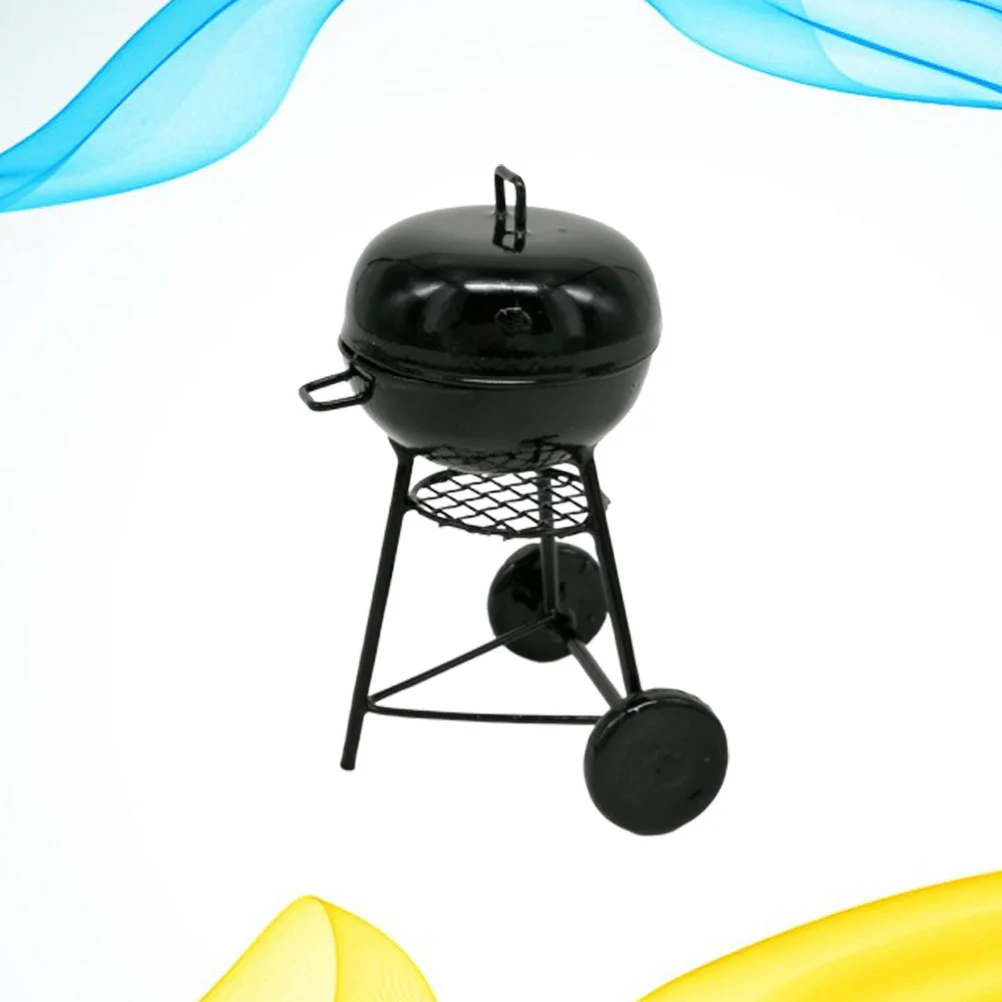 

Kids Grill Playset Metal Barbecue Ornament Mini Rack Miniature Drill Figurines Furniture Camping Layout Prop Child