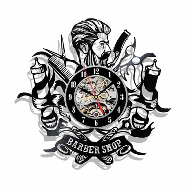 

Настенные часы для парикмахера, винтажные виниловые с пластиной Lp, домашний декор, подарок для парикмахера