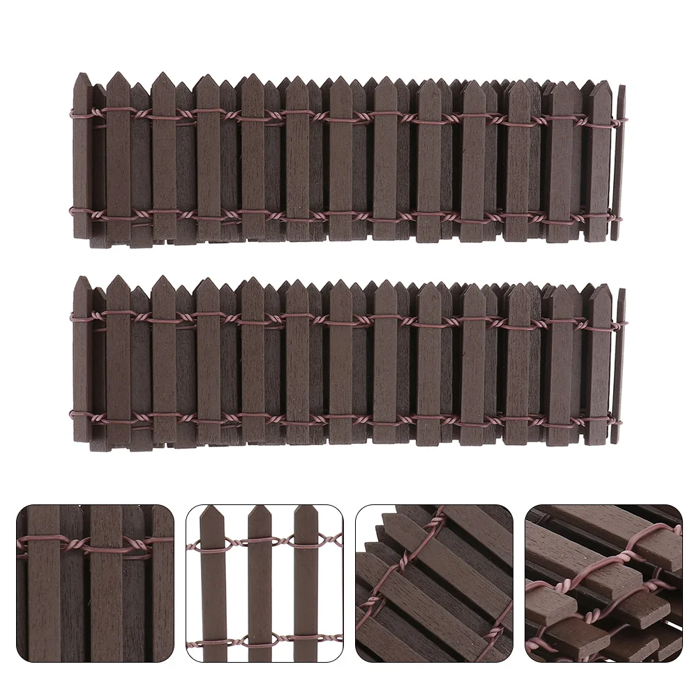 

2 Pcs House Accessories Home Small Picket Fence Miniature Fence Mini Fence Decor Fence Ornament Christmas Tree Fence