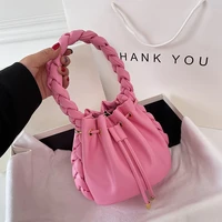 2022 hit summer small pu leather crossbody bucket bags with rope handle womens designer handbag luxury brand shoulder side bag