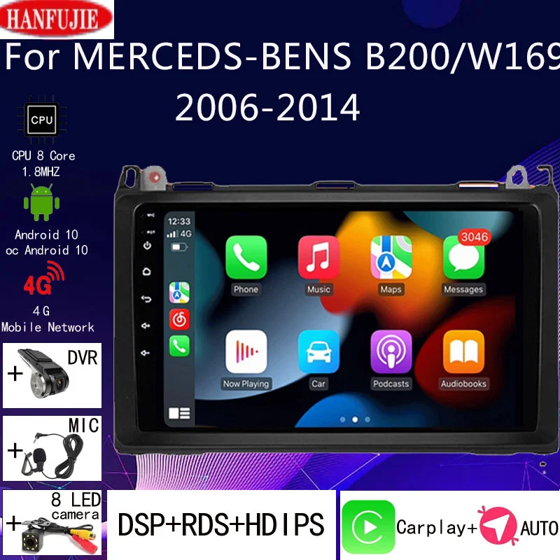 

Автомагнитола 2DIN, Android, мультимедийный плеер, авто GPS для Mercedes/Benz/W169 W245 W639 W906 Sprinter B160 B170 B200 TPMS DAB + OBD2